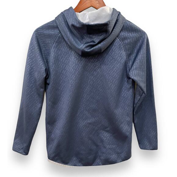 Under Armour Logo Hoodie Boys Youth L Blue Gray Sweatshirt Loose Fit Cold Gear - Picture 2 of 5